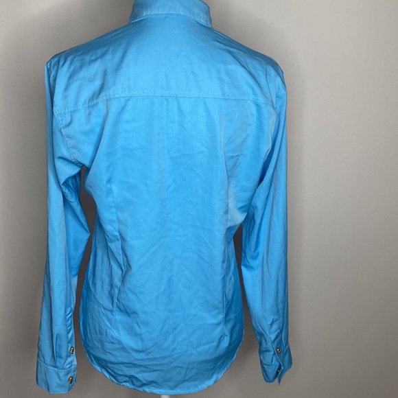 Skull Halloween shirt button down shirt long sleeves for women size XL blue - Picture 9 of 11